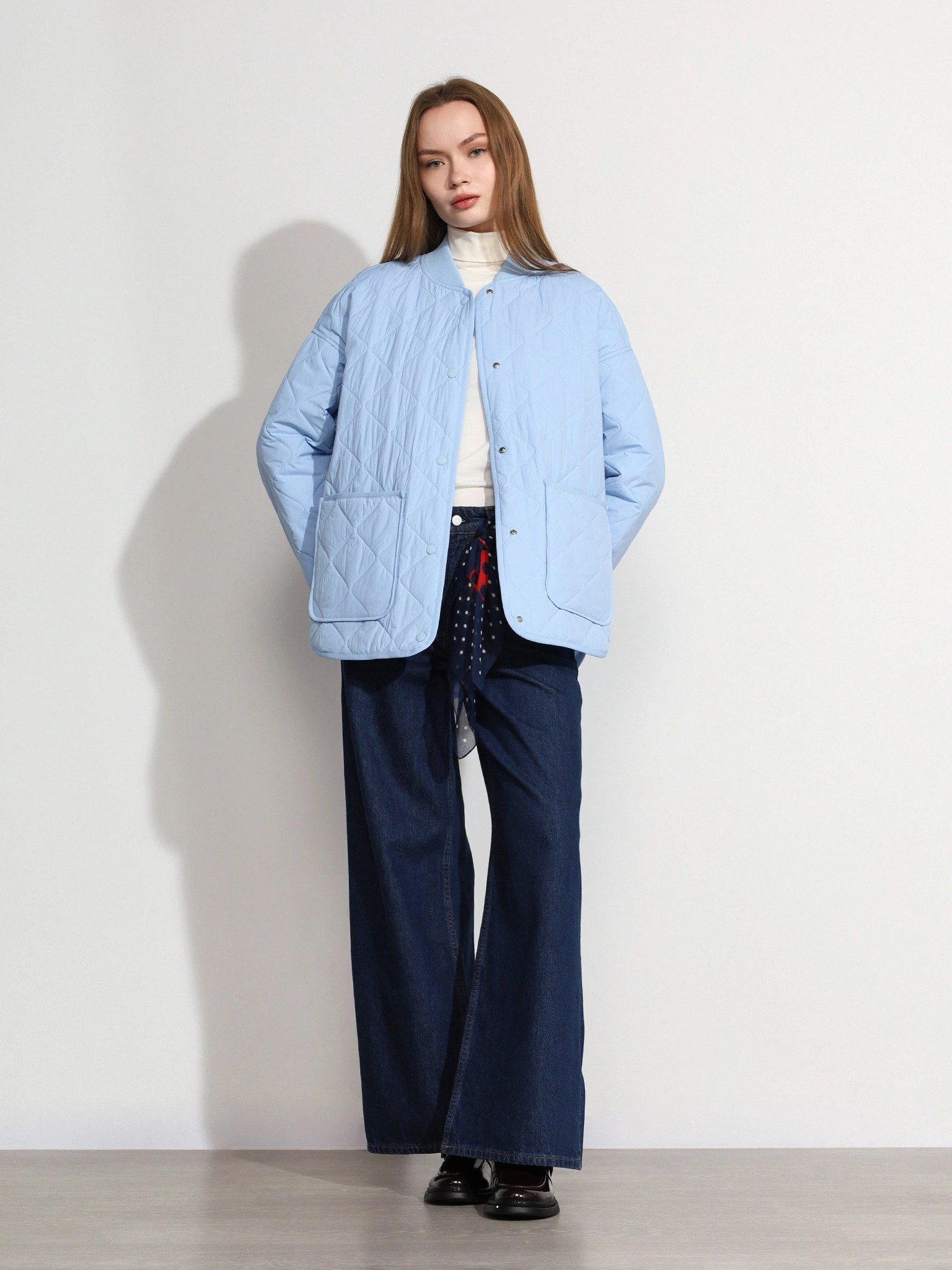 Куртка стеганая голубого цвета на кнопках